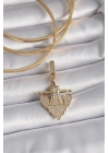 Mey İthalat® Pirinç Gold Renk Zirkon Taşlı Çapa Model Ajda Charm