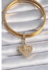 Mey İthalat® Pirinç Gold Renk Zirkon Taşlı Çapa Model Ajda Charm