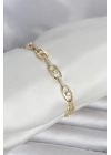 Mey İthalat® Pirinç Gold Renk Zirkon Taşlı Kadın Bileklik