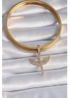 Mey İthalat® Pirinç Gold Renk Zirkon Taşlı Mikail Model Ajda Charm