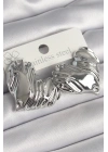 Mey İthalat® Pirinç Gümüş Renk İşlemeli Kalp Model Kadın Küpe
