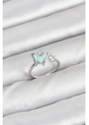 Mey İthalat® Pirinç Gümüş Renk Kelebek Model Kadın Yüzük