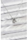 Mey İthalat® Pirinç Gümüş Renk Minimal Charmlı Kadın Kolye