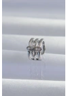 Mey İthalat® Pirinç Gümüş Renk Yonca Earcuff Küpe