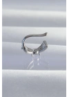 Mey İthalat® Pirinç Gümüş Renk Zirkon Taş Kaplama Earcuff Küpe