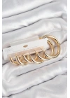 Mey İthalat® Pirinç Halka Model Gold Renk Kadın Set Küpe