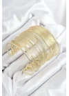 Mey İthalat® Pirinç Tel Sarma Model Gold Renk Kadın Bileklilk