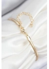 Mey İthalat® Pirinç Zirkon Taşlı Yıldız Model Gold Renk Kadın Bileklik