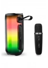 Mey İthalat®  Pluse 5 Mikrofonlu RGB Kablosuz Hoparlör - Siyah