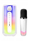 Mey İthalat®  Pluse 7 Mikrofonlu RGB Kablosuz Hoparlör - Beyaz