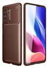 Mey İthalat®   Poco F3 Kılıf Auto Focus Karbon Kapak - Kahverengi