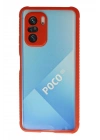 Mey İthalat®   Poco F3 Kılıf Miami Şeffaf Silikon - Kırmızı