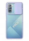 Mey İthalat®   Poco F3 Kılıf Palm Buzlu Kamera Sürgülü Silikon - Lila