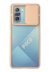 Mey İthalat®   Poco F3 Kılıf Palm Buzlu Kamera Sürgülü Silikon - Pembe