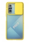 Mey İthalat®   Poco F3 Kılıf Palm Buzlu Kamera Sürgülü Silikon - Sarı