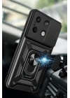 Mey İthalat®   Poco M6 Pro 4G Kılıf Pars Lens Yüzüklü Silikon - Siyah
