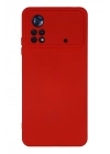 Mey İthalat®   Poco X4 Pro 5G Kılıf Nano içi Kadife Silikon - Kırmızı