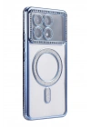 Mey İthalat®   Poco X6 Pro Joke Simli Magneticsafe Kılıf - Mavi