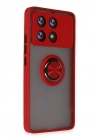 Mey İthalat®   Poco X6 Pro Kılıf Montreal Yüzüklü Silikon Kapak - Kırmızı