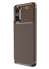 Mey İthalat®   Poco X7 Pro Kılıf Auto Focus Karbon Kapak - Kahverengi