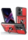 Mey İthalat®   Poco X7 Pro Kılıf Pars Lens Yüzüklü Silikon - Kırmızı