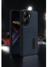 Mey İthalat®   Poco X7 Pro Kılıf Sara Kartvizitli Deri Kılıf - Kırmızı