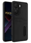 Mey İthalat®   Poco X7 Pro Kılıf Sara Kartvizitli Deri Kılıf - Siyah