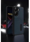 Mey İthalat®   Poco X7 Pro Kılıf Sara Kartvizitli Deri Kılıf - Siyah