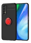 Mey İthalat®  Realme 7 Kılıf Range Yüzüklü Silikon - Siyah-Kırmızı