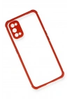 Mey İthalat®  Realme 7 Pro Kılıf Miami Şeffaf Silikon - Kırmızı