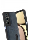 Mey İthalat®  Realme C65 Sara Kartvizitli Deri Kılıf - Lacivert