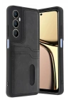 Mey İthalat®  Realme C65 Sara Kartvizitli Deri Kılıf - Siyah