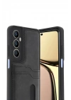 Mey İthalat®  Realme C65 Sara Kartvizitli Deri Kılıf - Siyah