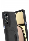 Mey İthalat®  Realme C65 Sara Kartvizitli Deri Kılıf - Siyah