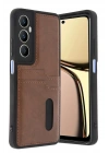 Mey İthalat®  Realme C65 Sara Kartvizitli Deri Kılıf - Taba