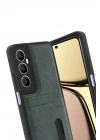 Mey İthalat®  Realme C65 Sara Kartvizitli Deri Kılıf - Yeşil