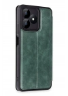 Mey İthalat®  Realme Note 50 4G Kılıf Flip Cover - Koyu Yeşil