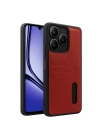 Mey İthalat®  Realme Note 50 4G Kılıf Sara Kartvizitli Deri Kılıf - Kırmızı
