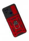 Mey İthalat®   Redmi 10C Kılıf Pars Lens Yüzüklü Silikon - Kırmızı