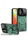 Mey İthalat®   Redmi 12C Kılıf Joy Lens Standlı Kapak - Koyu Yeşil