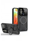 Mey İthalat®   Redmi 12C Kılıf Joy Lens Standlı Kapak - Siyah