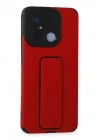 Mey İthalat®   Redmi 12C Kılıf Mega Standlı Silikon - Kırmızı