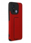 Mey İthalat®   Redmi 12C Kılıf Mega Standlı Silikon - Kırmızı