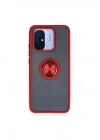 Mey İthalat®   Redmi 12C Kılıf Montreal Yüzüklü Silikon Kapak - Kırmızı
