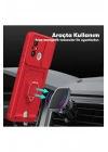 Mey İthalat®   Redmi 12C Kılıf Zuma Kartvizitli Yüzüklü Silikon - Kırmızı