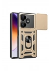 Mey İthalat®   Redmi 13 4G Kılıf Pars Lens Yüzüklü Silikon - Gold
