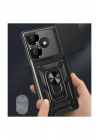Mey İthalat®   Redmi 13 4G Kılıf Pars Lens Yüzüklü Silikon - Gümüş