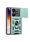 Mey İthalat®   Redmi 13 4G Kılıf Pars Lens Yüzüklü Silikon - Yeşil