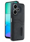Mey İthalat®   Redmi 13 4G Kılıf Sara Kartvizitli Deri Kılıf - Siyah
