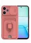 Mey İthalat®   Redmi 13 4G Kılıf Zuma Kartvizitli Yüzüklü Silikon - Pembe